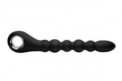 Dark Scepter 10X Vibrating Silicone Anal Beads Black